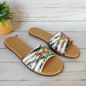 Madewell The Tracie Crisscross Slide Sandals Snake Embossed Multicolor Leather